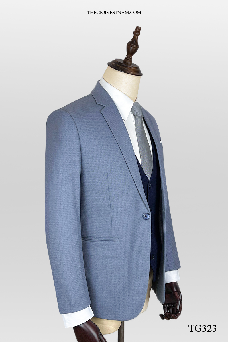 Bộ Suit Xanh Biển Gân Nhạt Modern Fit TGS323 #2